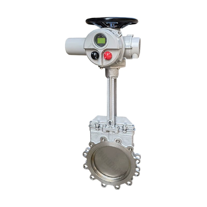 電動刀型閘閥DN250卸灰料泥漿料顆粒排渣陶瓷耐磨紙漿插板閥PZ973