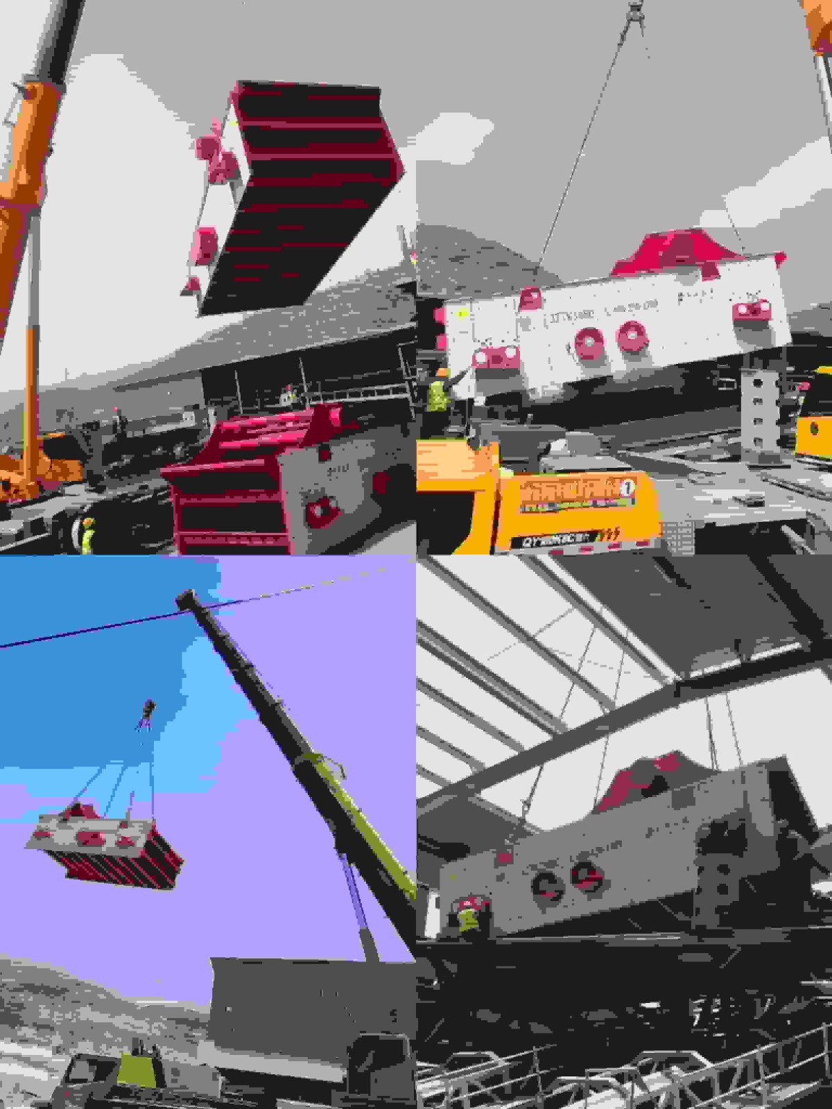 沖刺五月初試生產(chǎn)， 上海眾建四臺重型振動篩進入安裝階段！