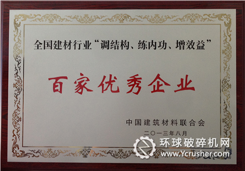 中材機(jī)電備件公司獲調(diào)結(jié)構(gòu)、練內(nèi)功、增效益&rdquo;百家優(yōu)秀企業(yè)榮譽(yù)稱號(hào)