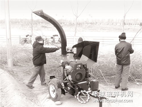 枝椏粉碎機在工作