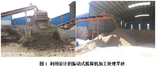 利用設(shè)計(jì)的振動(dòng)式搖篩機(jī)加工處理旱砂